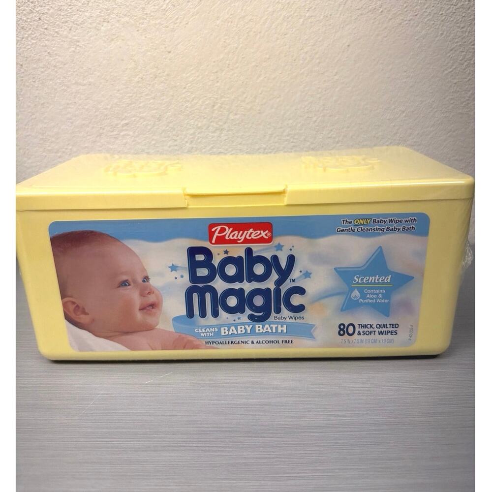Vintage Sealed Playtex Baby Magic Scented Baby Wipes Container 80 Count